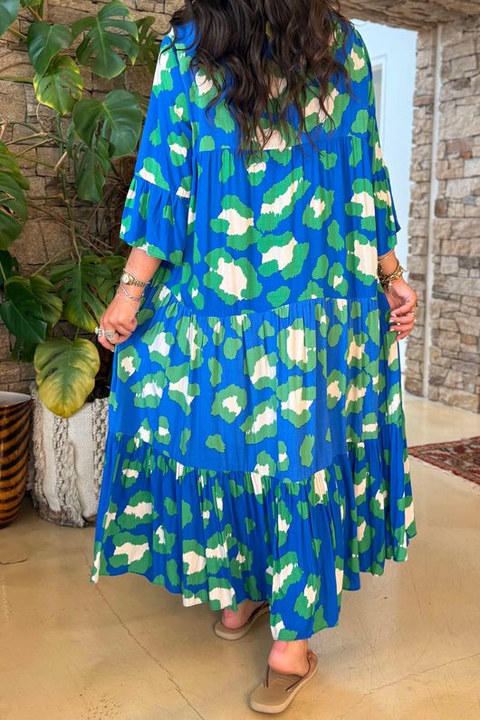 Riven Tiered Maxi Dress Mediterranean Blue